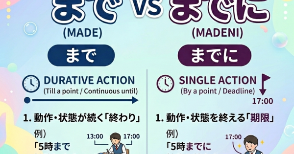 「まで」と「までに」の違いを3分で整理。継続か、締切か